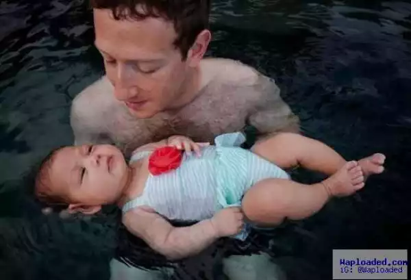Photo: Facebook Billionaire CEO, Mark Zuckerberg Takes Daughter for Her First Swim